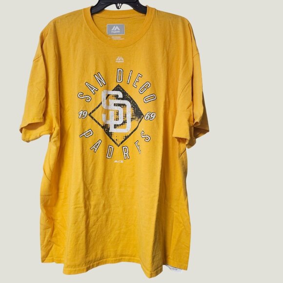 San Diego Padres Majestic Mens Gold T-Shirt 2XL 100% Cotton - Picture 2 of 7